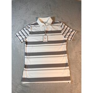 Ben Sherman Striped White‎ Grey 3 Button Tech Jersey Golf Sport Men's S